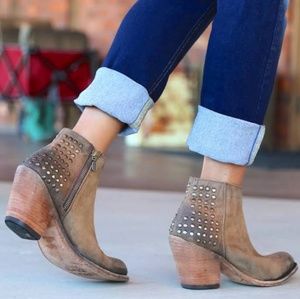 Liberty Black American Tan Studded Distressed Ankle Boots - Women’s Size 6